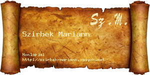 Szirbek Mariann névjegykártya