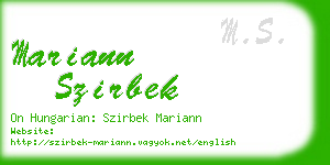 mariann szirbek business card
